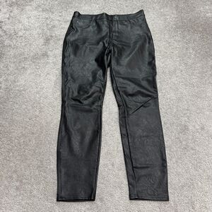 Spanx Pull On Faux Leather Leggings Pants Womens Large Black High Rise Stretch